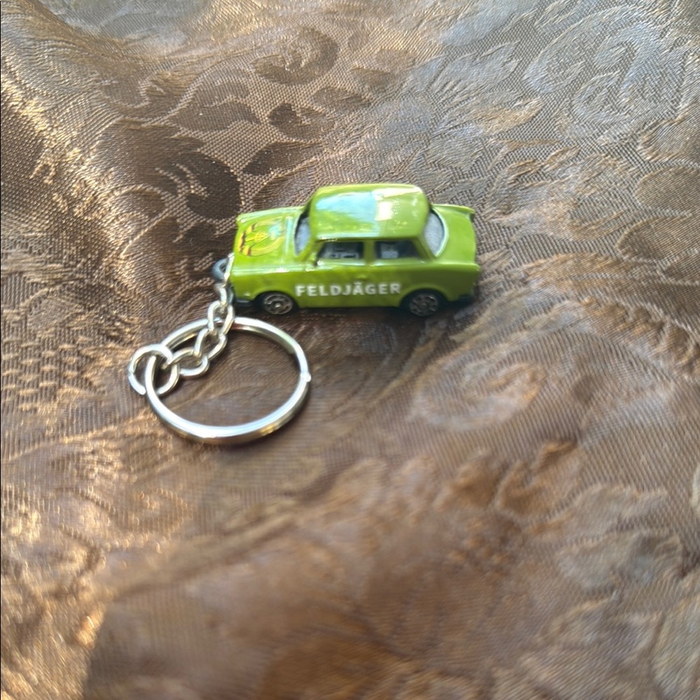 Vibrant Green Die-Cast Toy Car Keychain